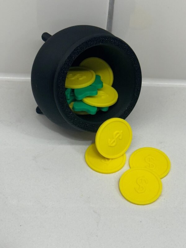 St. Patrick's Day Pot With Coins and 4-Leaf Clovers!