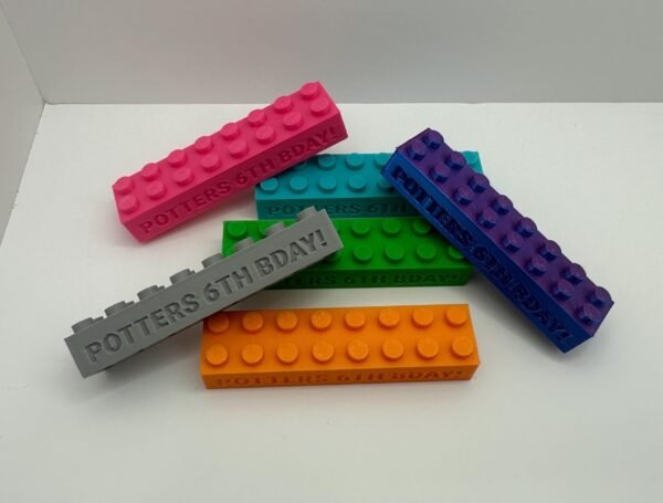 Personalized Block-like Party Favors  - Max 20 Characters.  Fits Loosely On Other Block-like Products.