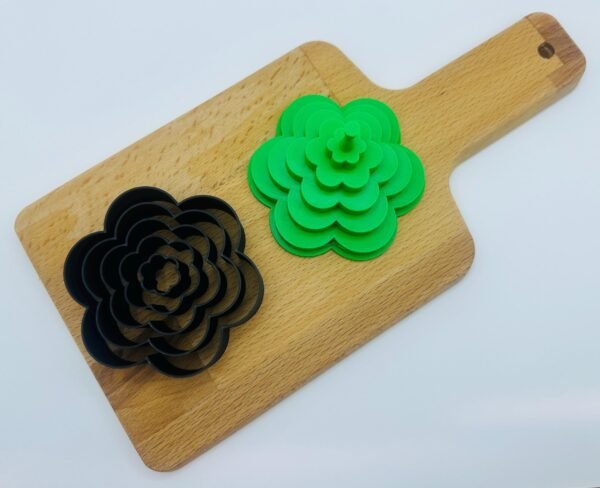 Graduated Flower Cookie Cutter Set - Plastic 5 Sizes and Stand/Holder