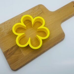 Flower Cookie Cutter Approximately 4” Round - 5 Petal - Black - 1” Depth - White