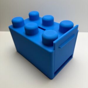 Blue Block Piggy Bank Door Open