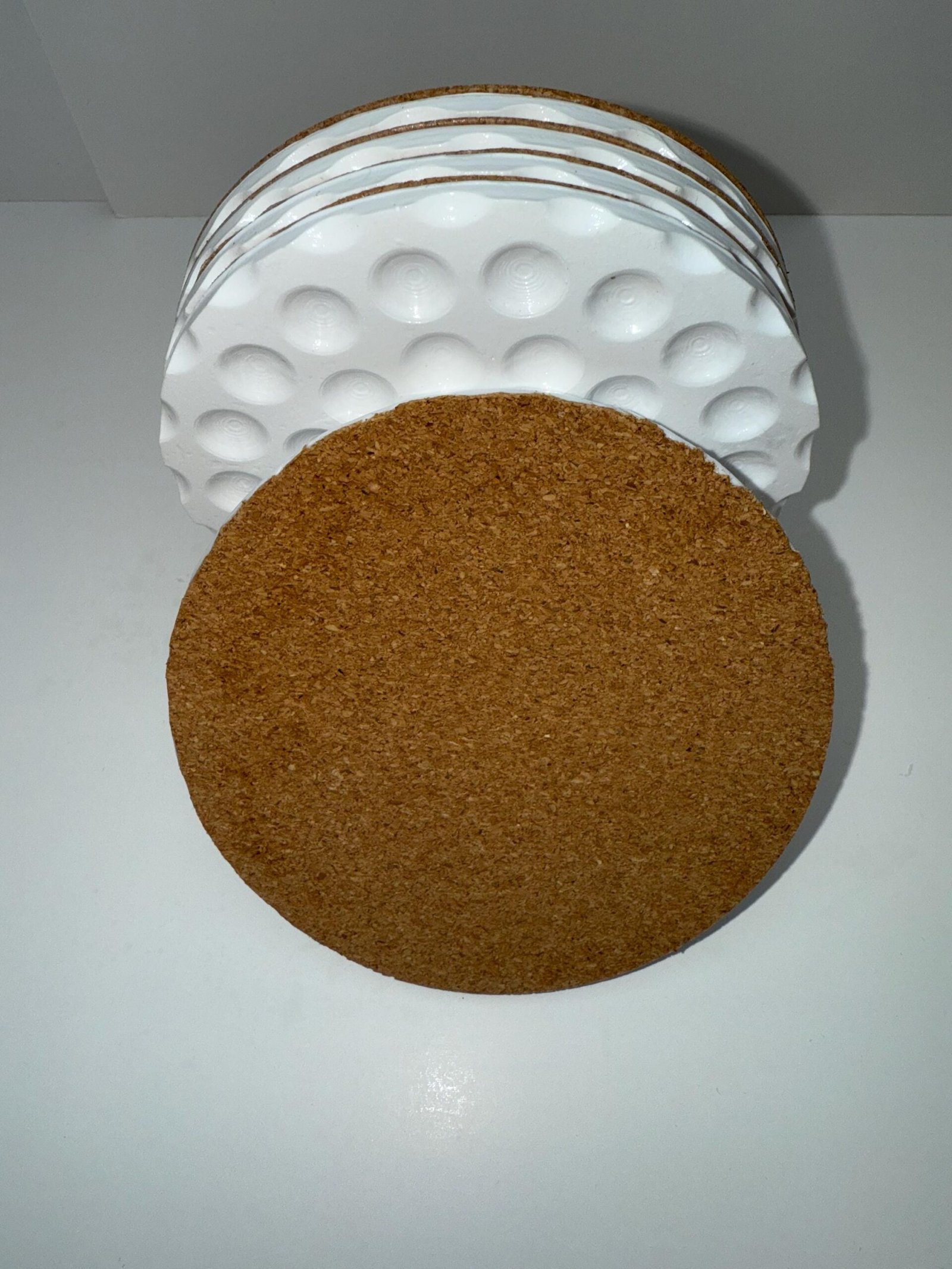 4PCS - Golf Ball Inspired Resin Drink Coasters - UV Resistant - Cork Backed - 4" Diameter X .200" - Image 2