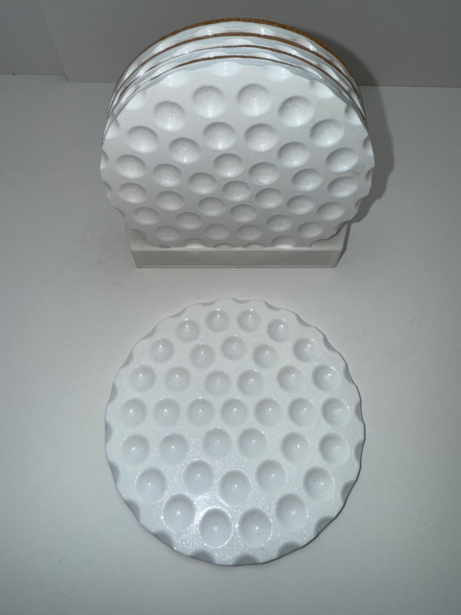 4PCS - Golf Ball Inspired Resin Drink Coasters - UV Resistant - Cork Backed - 4" Diameter X .200" - Image 6