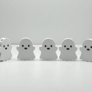 5pcs - Ghost Bead - White and Black  - Craft Idea For Children and Adults - 1.37" x1.15 x .25" - .125" Thru Hole - Necklace Center