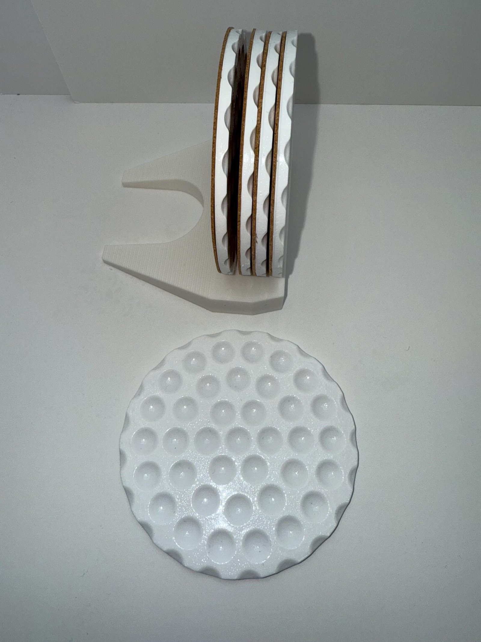 4PCS - Golf Ball Inspired Resin Drink Coasters - UV Resistant - Cork Backed - 4" Diameter X .200" - Image 3