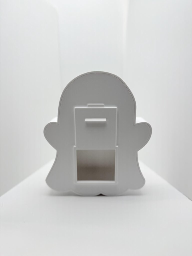 Ghost styled piggy bank back.