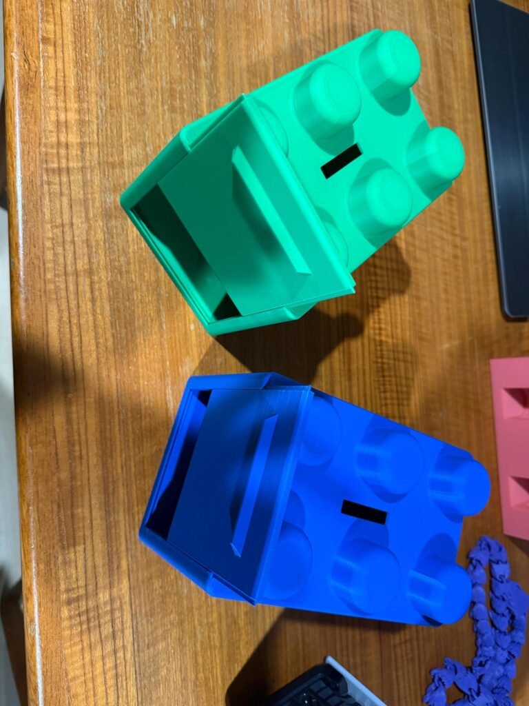 Light Green and Glossy Blue building block banks.